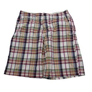 American Eagle Shorts Mens 34 Blue Red Green Plaid Cotton Shorts